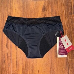 NWT Thinx Hiphugger Extra Absorbency Period Underwear Black XL Lace Waistband